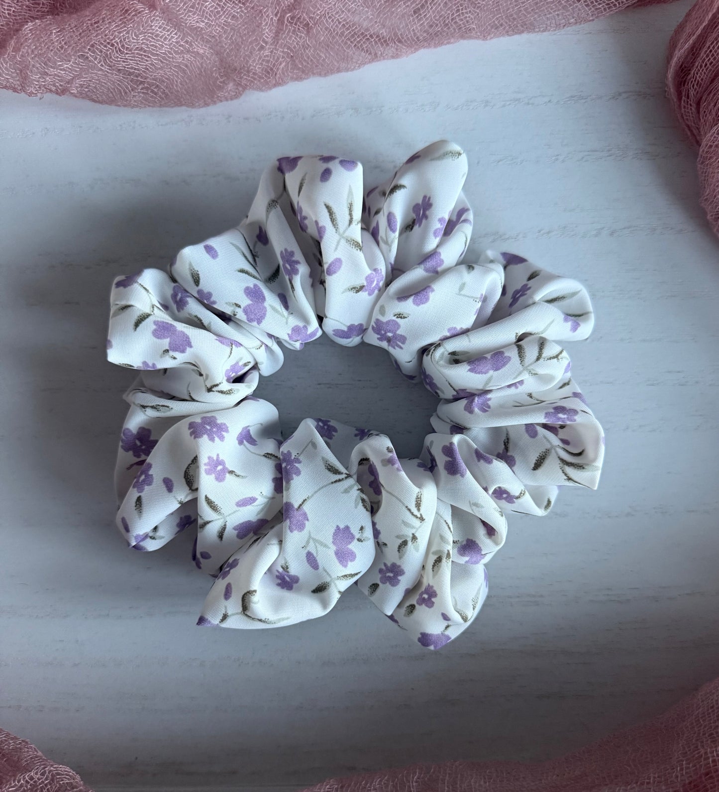 Lavender Floral Scrunchie