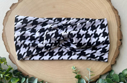 Black and White Checkered Brushed Poly Headband
