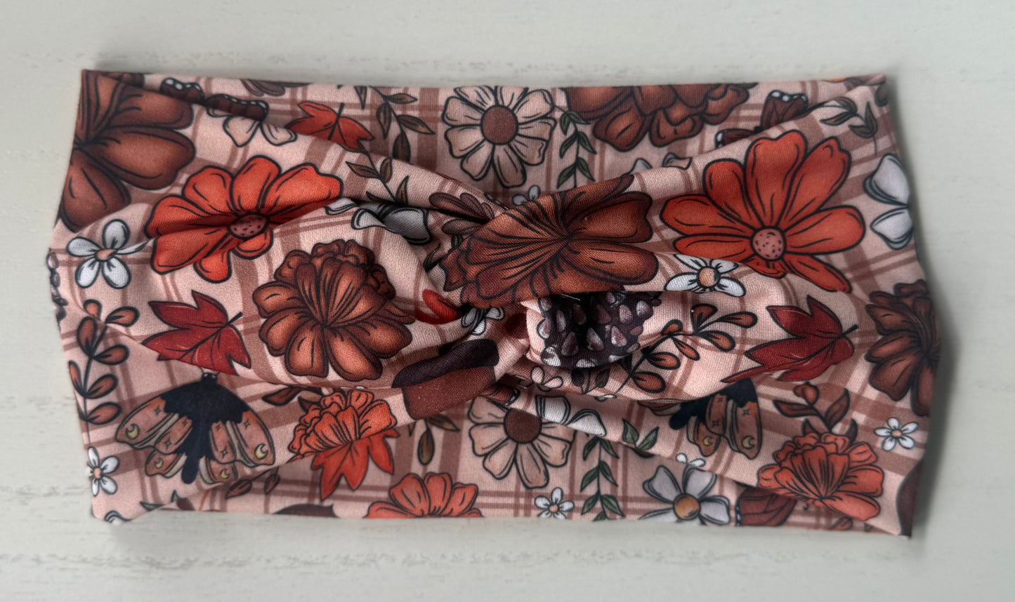 Autumn Plaid Floral Headband