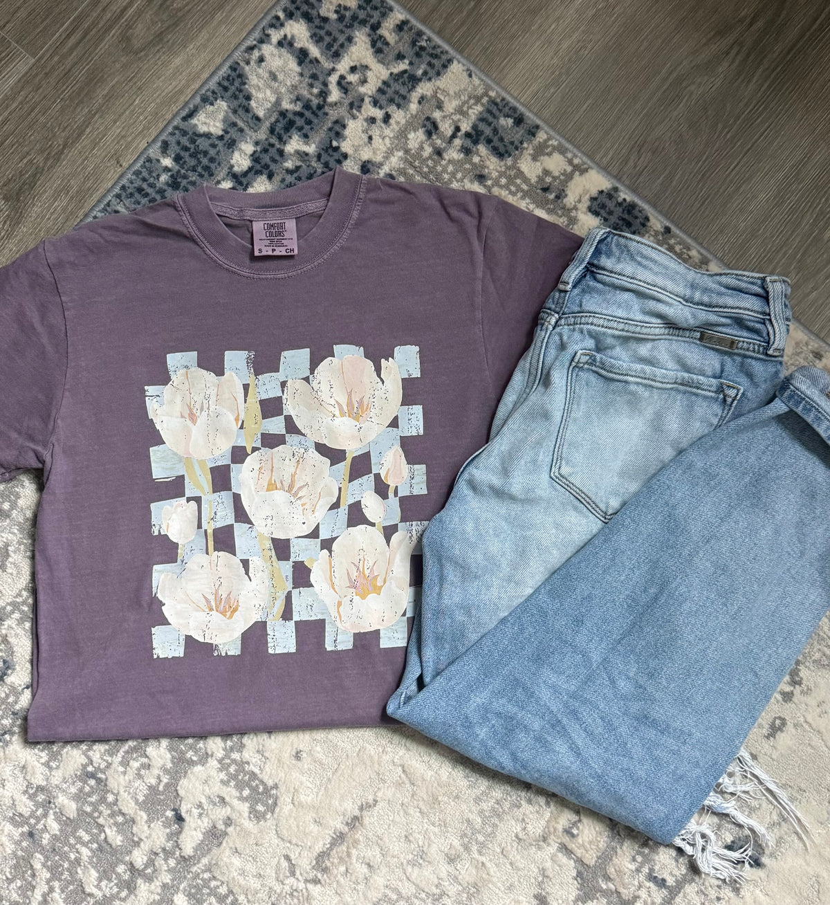 Retro Checkered Floral T-Shirt