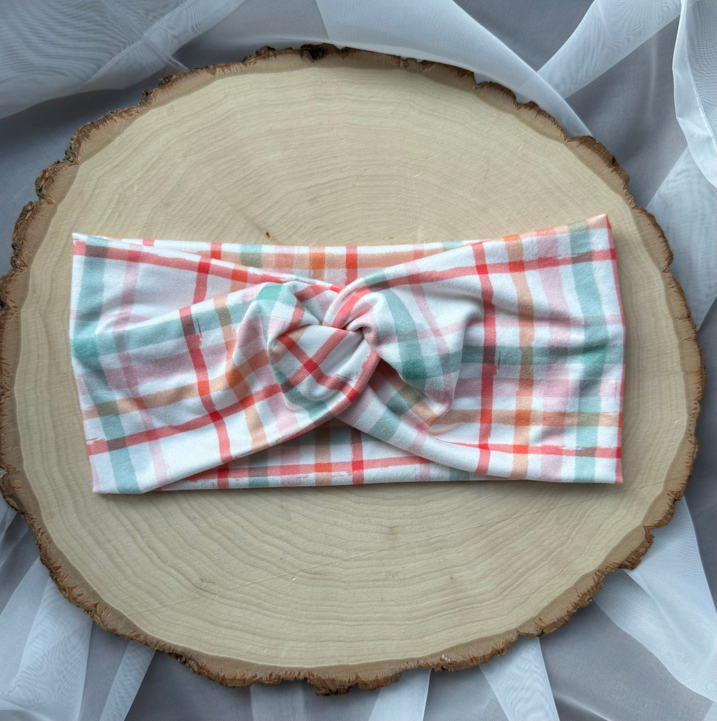 Pink & Blue Plaid Headband