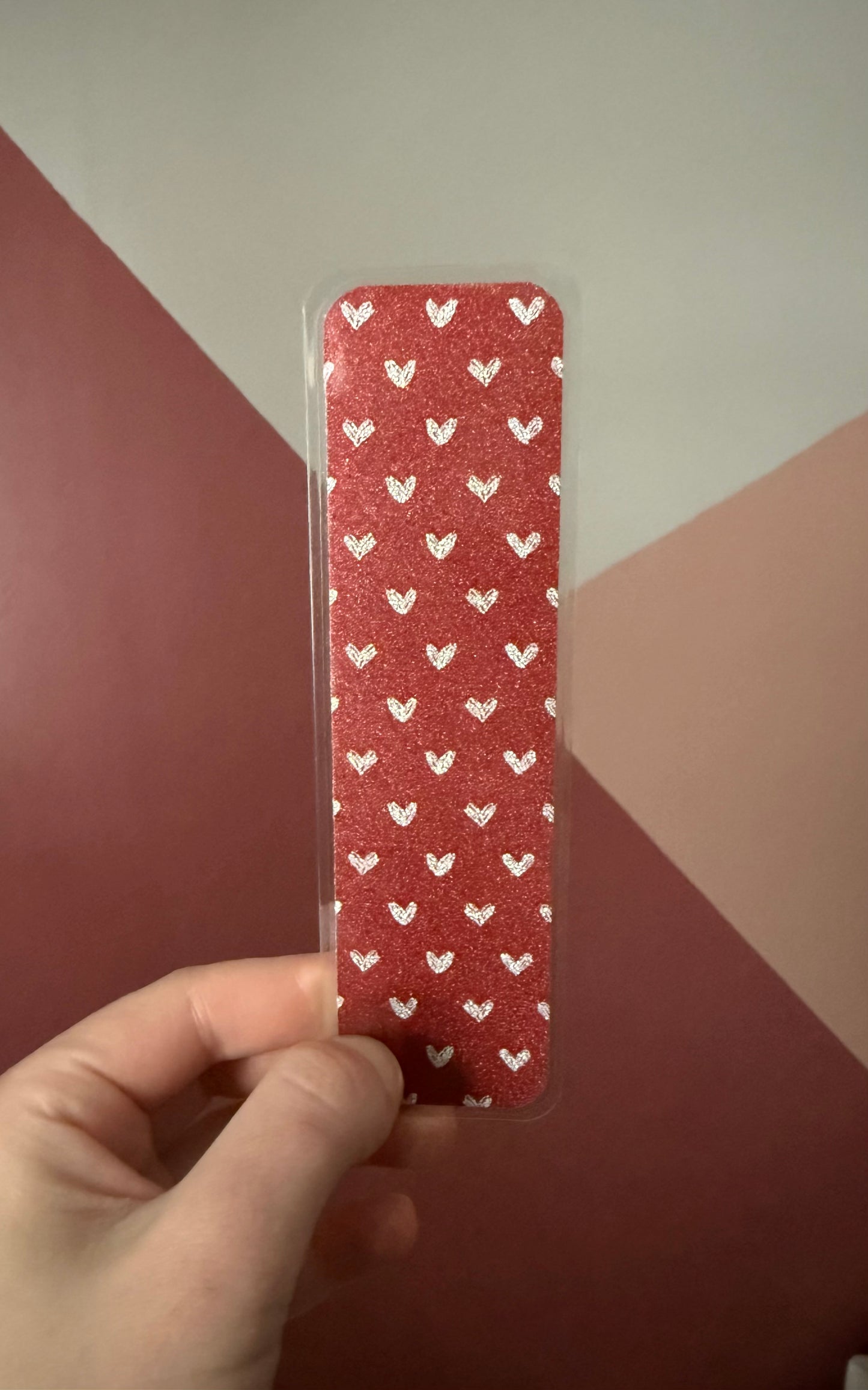Red & Silver Glitter Heart Bookmark