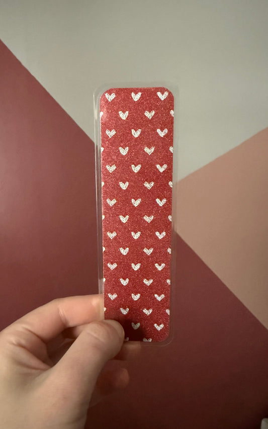 Red & Silver Glitter Heart Bookmark