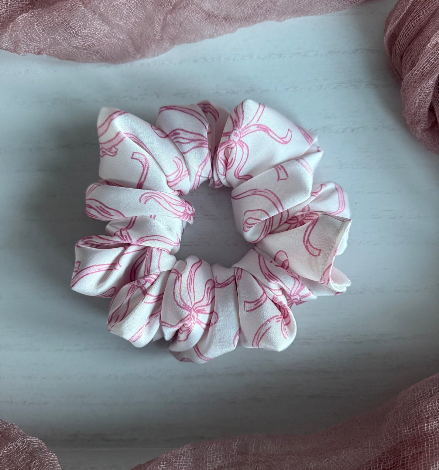 Pink Bow Scrunchie