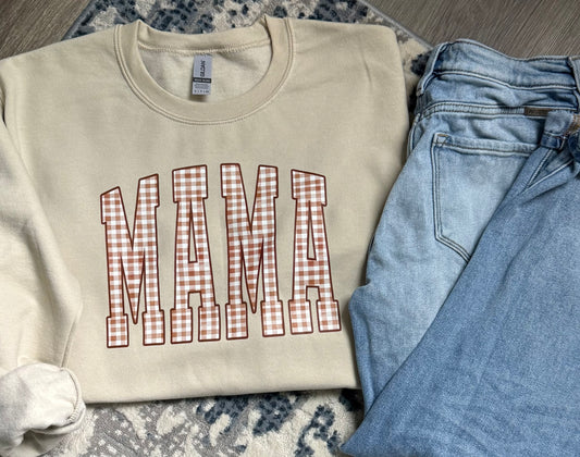 Plaid MAMA Crewneck
