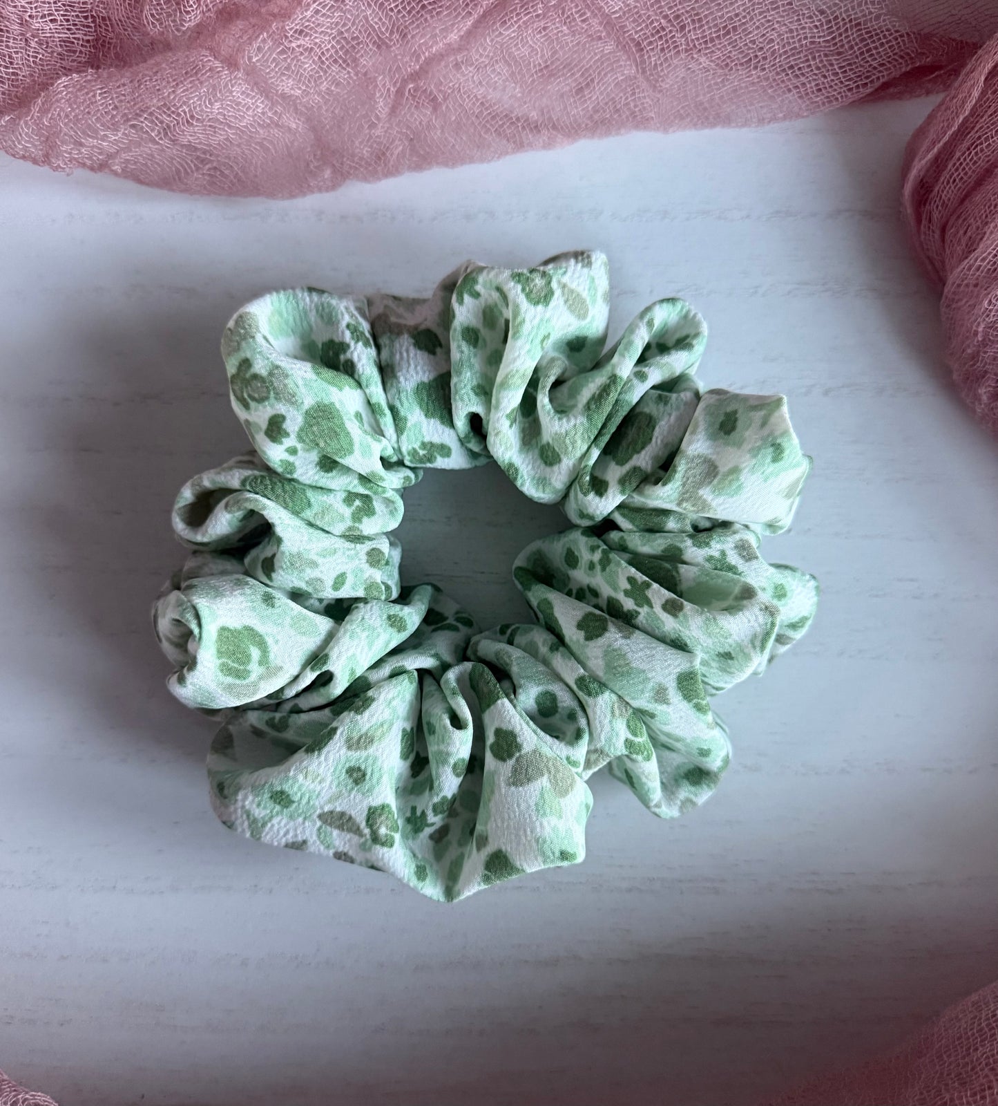 Dotted Green Scrunchie