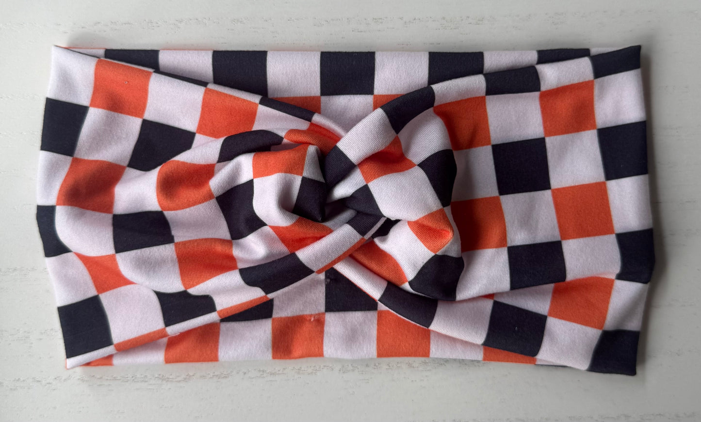 Checkered Black & Orange Headband