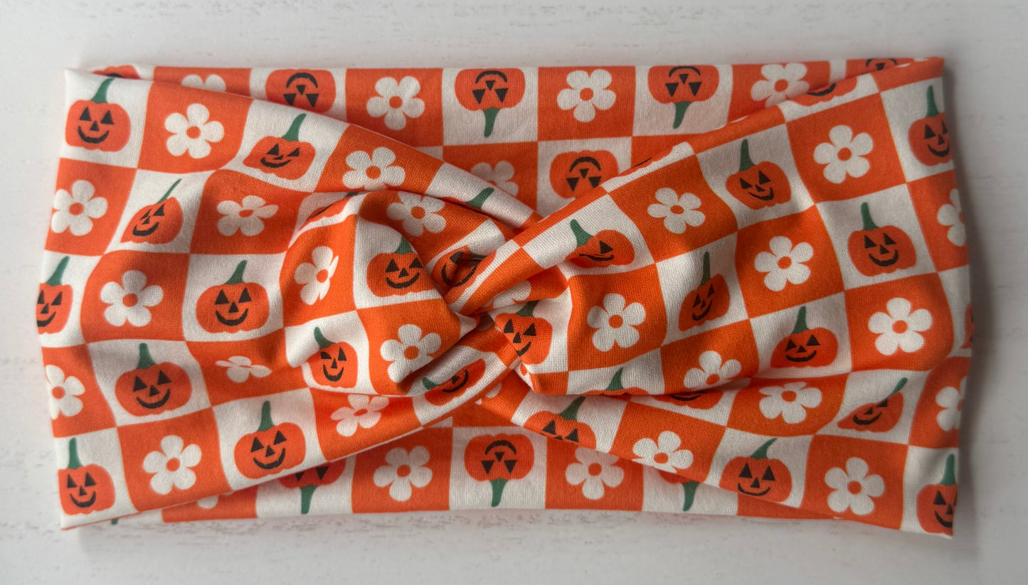 Pumpkin Checkered Headband