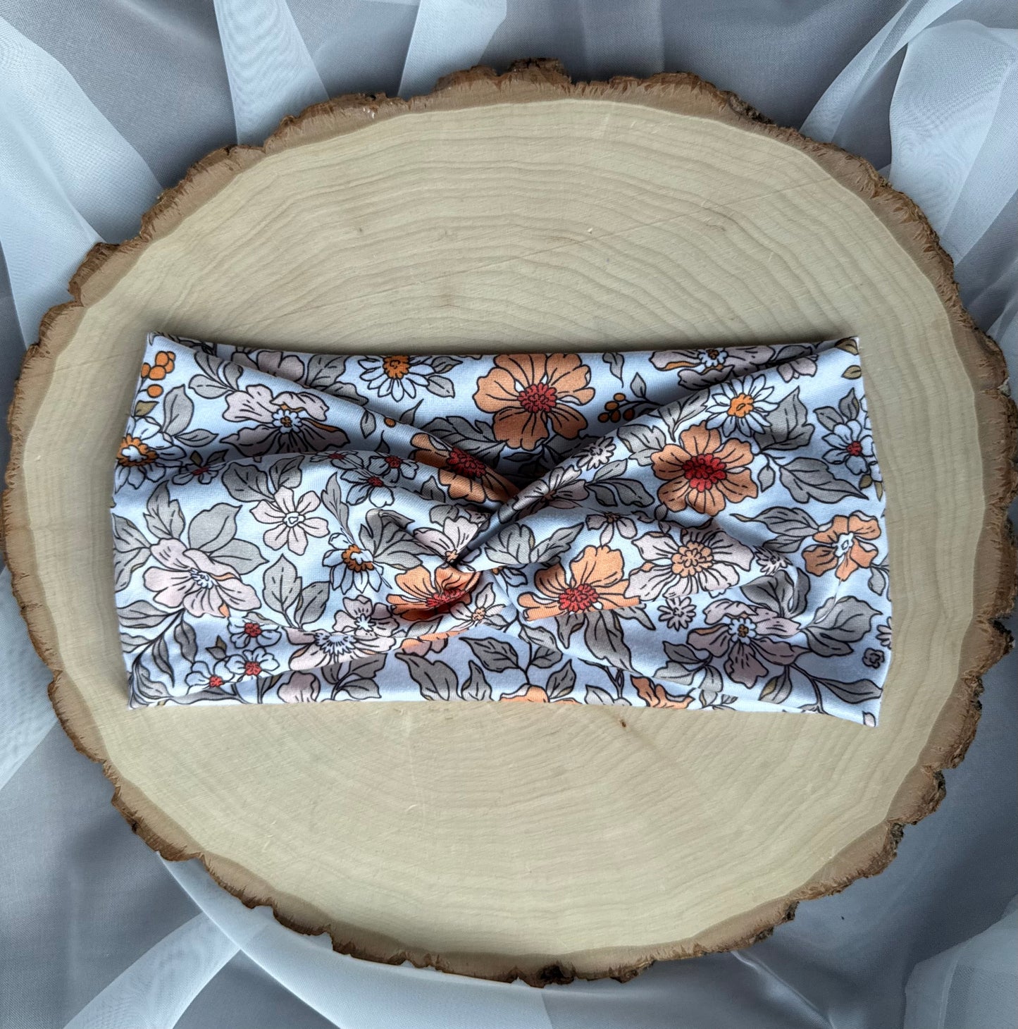 Neutral Florals on White Headband