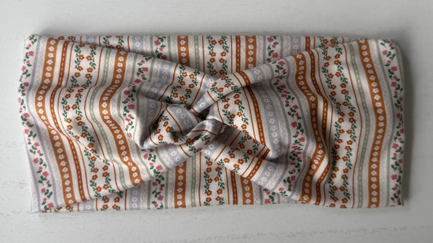 Fall Striped Floral Headband