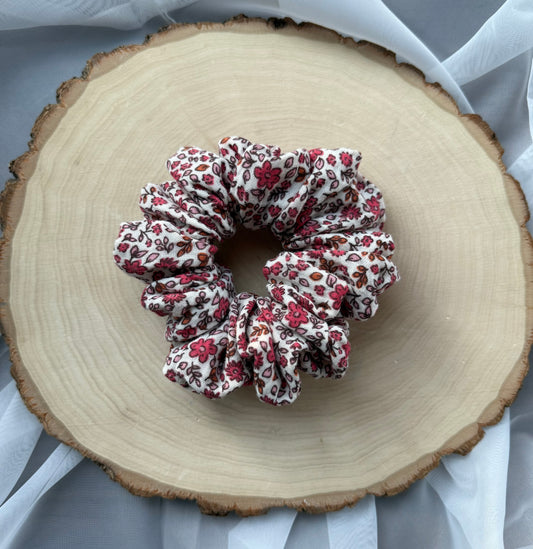 Pink Floral Scrunchie