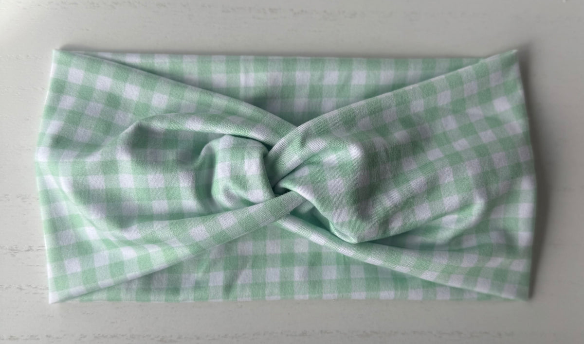 Light Green Checkered Headband