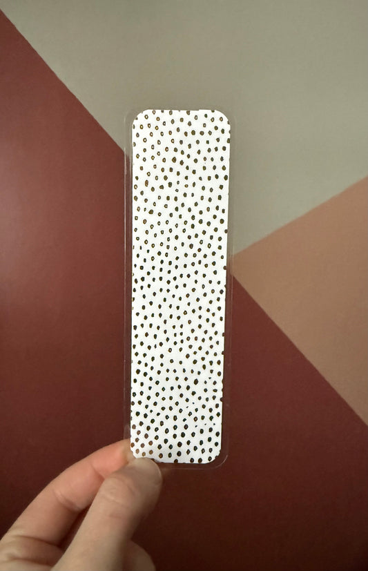 Speckled Gold on White Bookmark