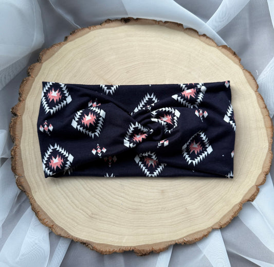 Aztec Pattern on Navy Blue Headband