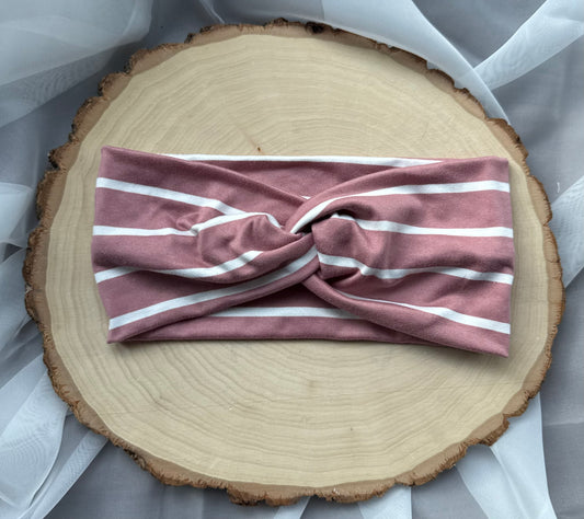 Pink & White Striped Headband